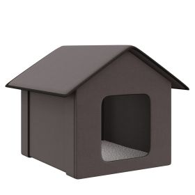 PawHut Heated Cat Houses for Outdoor and Indoor, Portable Kitty Shelter for Multiple Cats, Brown