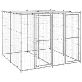 Dog Kennel Silver Galvanized steel 52.0 sq ft Durable