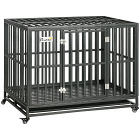 PawHut 44'' Strong Pet Dog Crate Mobility Cage w/ Playpen Metal & Removeable Tray
