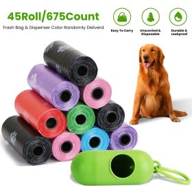 45 Rolls 675 Count Dog Waste Bags Disposable Dog Poop Bags with Dispenser Leakproof Unscented (Color: as Pic)